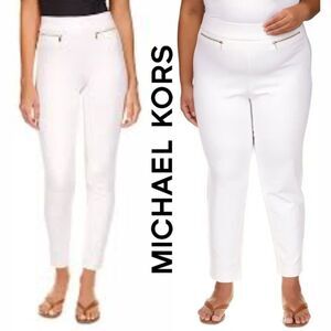 Michael Michael Kors White High-Rise Pull-On Pants